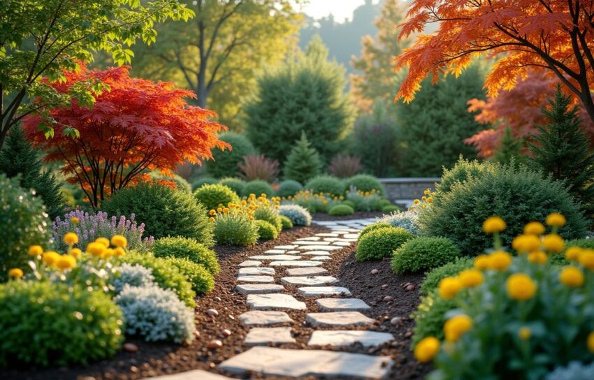 Dynamic seasonal scene, lush and vibrant